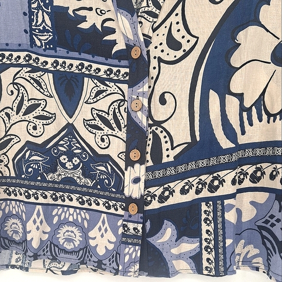 Christian Siriano Linen Blend Cropped Button Down Large - Picture 5 of 10